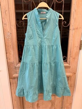 Rosso35 Turquoise Tiered Sleeveless Cotton Dress